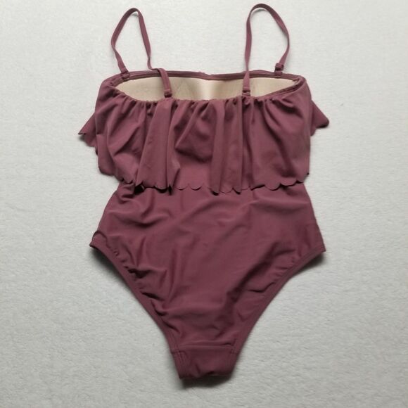 Kona Sol Small Swimsuit Mauve Ruffle Bust Padded Removeable Straps Beach Cruise - Picture 8 of 9